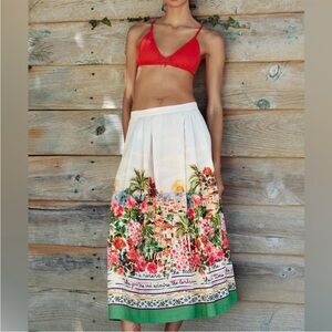 Floral Print Pleated Skirt